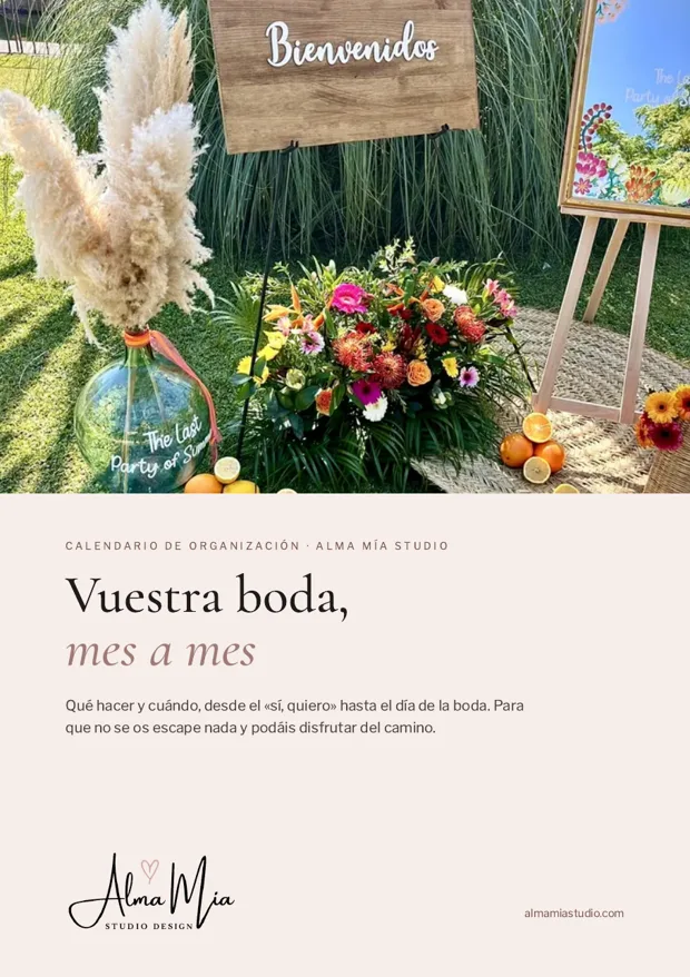Portada del calendario Vuestra boda, mes a mes